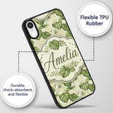 Tropical Monstera Leaves in Soft Green Tones Custom Name Protective Phone Case Mobile Cover Durable Everyday Smartphone Shock Resistant