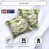 Custom Name Tropical Monstera Leaves in Soft Green Tones Pattern Square Filled Cushion Throw Pillow Sofa Bed Home Decor Zip Washable UK Made