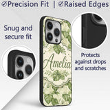 Tropical Monstera Leaves in Soft Green Tones Custom Name Protective Phone Case Mobile Cover Durable Everyday Smartphone Shock Resistant