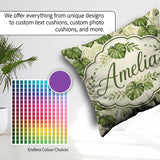Custom Name Tropical Monstera Leaves in Soft Green Tones Pattern Square Filled Cushion Throw Pillow Sofa Bed Home Decor Zip Washable UK Made