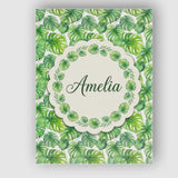 Personalised Name Green Tropical Monstera Custom  Unique Gift Idea Elegant Feature Canvas Wall Art Print Decor Picture Ready to Hang