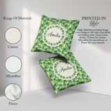 Custom Name Green Tropical Monstera on White Background Seamless Square Filled Cushion Throw Pillow Sofa Bed Home Decor Zip Washable UK Made
