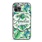 Soft Watercolor Monstera Leaves in Fresh Green Custom Name Protective Phone Case Mobile Cover Durable Everyday Smartphone Shock Resistant