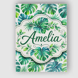 Personalised Name Soft Watercolor Monstera Custom  Unique Gift Idea Elegant Feature Canvas Wall Art Print Decor Picture Ready to Hang