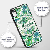 Soft Watercolor Monstera Leaves in Fresh Green Custom Name Protective Phone Case Mobile Cover Durable Everyday Smartphone Shock Resistant
