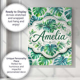 Personalised Name Soft Watercolor Monstera Custom  Unique Gift Idea Elegant Feature Canvas Wall Art Print Decor Picture Ready to Hang