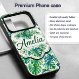 Soft Watercolor Monstera Leaves in Fresh Green Custom Name Protective Phone Case Mobile Cover Durable Everyday Smartphone Shock Resistant