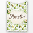 Watercolor Avocado Botanical Pattern Perfect Gift for Her Lovely  Personalised Custom Name Super Soft Fleece Blanket Bed Sofa Throw