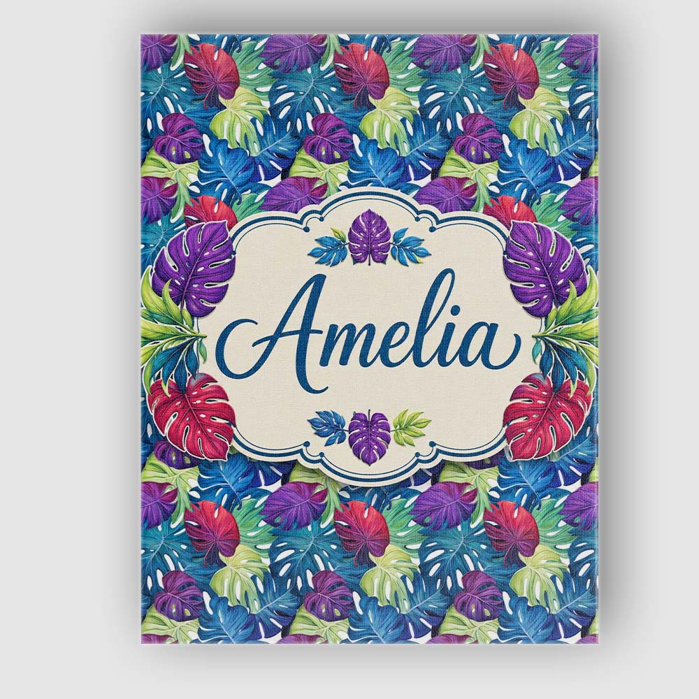 Personalised Name Vibrant Tropical Monstera Custom  Bespoke Interior Contemporary Canvas Wall Art Print Decor Picture Ready to Hang
