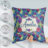 Custom Name Tropical Monstera Leaves in Bold Multicolor Seamless Square Filled Cushion Throw Pillow Sofa Bed Home Decor Zip Washable UK Made