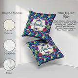 Custom Name Tropical Monstera Leaves in Bold Multicolor Seamless Square Filled Cushion Throw Pillow Sofa Bed Home Decor Zip Washable UK Made