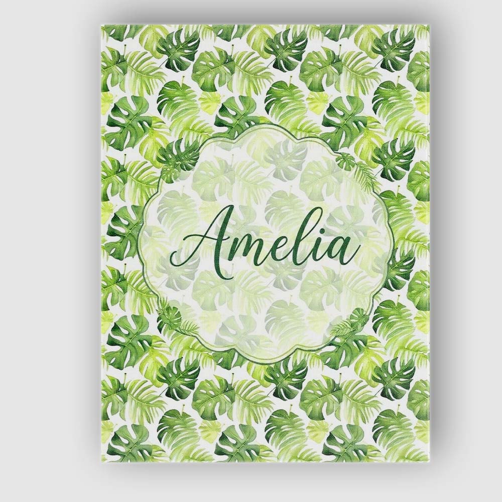 Personalised Name Fresh Green Monstera and Custom  Unique Gift Idea Elegant Feature Canvas Wall Art Print Decor Picture Ready to Hang