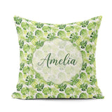 Custom Name Fresh Green Monstera and Palm Leaves Jungle Seamless Square Filled Cushion Throw Pillow Sofa Bed Home Decor Zip Washable UK Made