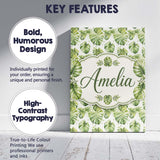 Personalised Name Elegant Monstera Leaves Custom  Bespoke Decorative Contemporary Canvas Wall Art Print Decor Picture Ready to Hang