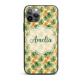 Green and Warm Orange Tropical Monstera Leaves Custom Name Protective Phone Case Mobile Cover Durable Everyday Smartphone Shock Resistant