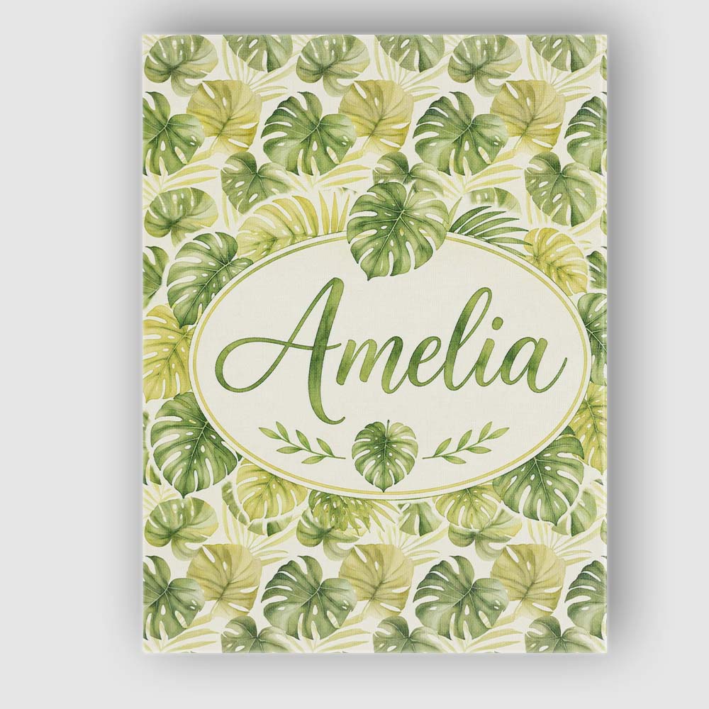 Personalised Name Soft Green and Yellow Custom  Modern Room Accent Elegant Feature Canvas Wall Art Print Decor Picture Ready to Hang