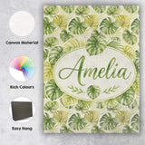 Personalised Name Soft Green and Yellow Custom  Modern Room Accent Elegant Feature Canvas Wall Art Print Decor Picture Ready to Hang
