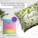Custom Name Soft Green Yellow Monstera Leaves Botanical Seamless Square Filled Cushion Throw Pillow Sofa Bed Home Decor Zip Washable UK Made