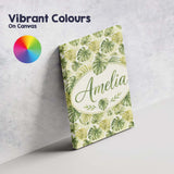 Personalised Name Soft Green and Yellow Custom  Modern Room Accent Elegant Feature Canvas Wall Art Print Decor Picture Ready to Hang