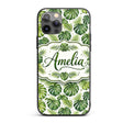 Classic Green Monstera and Palm Leaves Tropical Custom Name Protective Phone Case Mobile Cover Durable Everyday Smartphone Shock Resistant