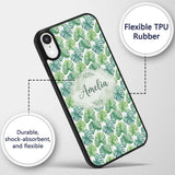 Fresh Watercolor Monstera Leaves in Soft Green Custom Name Protective Phone Case Mobile Cover Durable Everyday Smartphone Shock Resistant