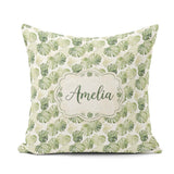 Custom Name Minimal Pale Green Monstera Elegant Seamless Pattern Square Filled Cushion Throw Pillow Sofa Bed Home Decor Zip Washable UK Made
