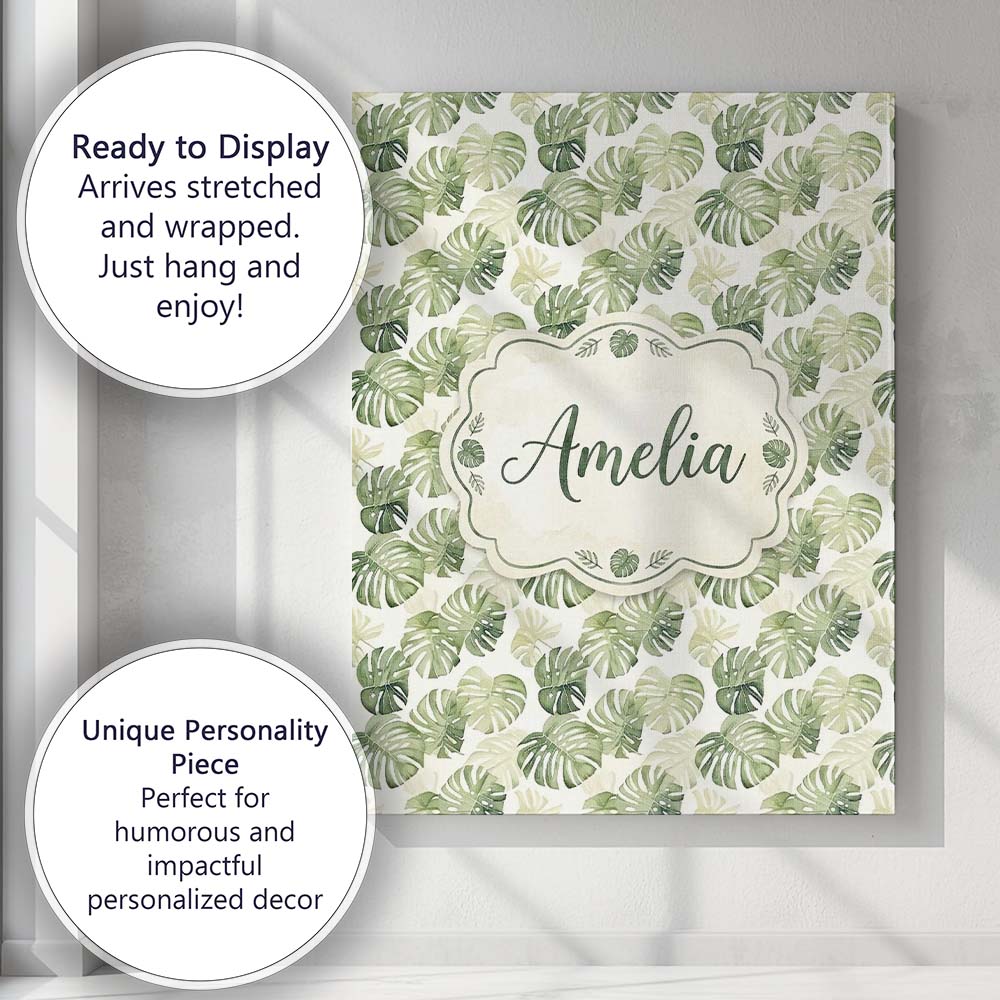Personalised Name Minimal Pale Green Custom Premium Decorative Design Modern Room Accent Canvas Wall Art Print Decor Picture Ready to Hang