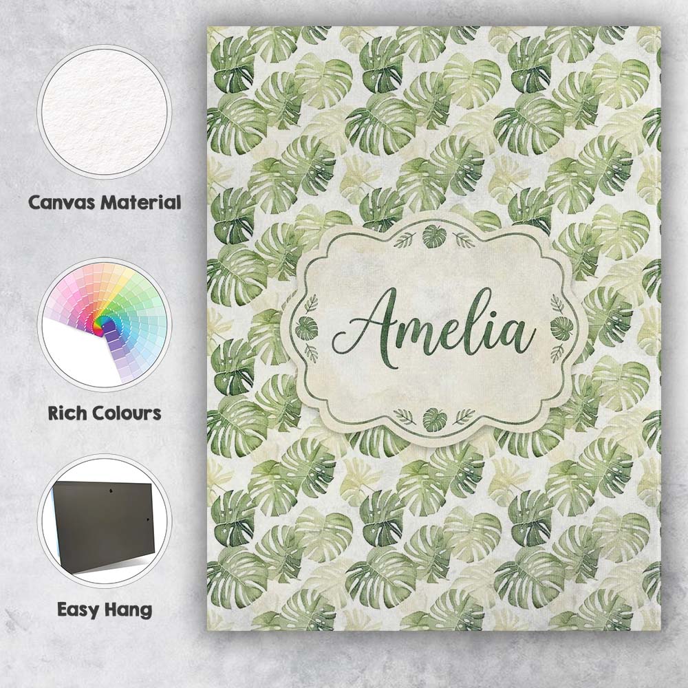 Personalised Name Minimal Pale Green Custom Premium Decorative Design Modern Room Accent Canvas Wall Art Print Decor Picture Ready to Hang