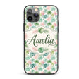Pastel Tropical Monstera Leaves in Soft Pink and Custom Name Protective Phone Case Mobile Cover Durable Everyday Smartphone Shock Resistant