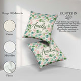 Custom Name Pastel Tropical Monstera Leaves in Soft and Seamless Square Filled Cushion Throw Pillow Sofa Bed Home Decor Zip Washable UK Made