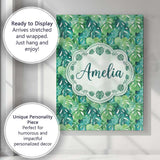 Personalised Name Rich Green Monstera Custom Modern Room Accent Creative Decorator Style Canvas Wall Art Print Decor Picture Ready to Hang