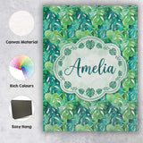 Personalised Name Rich Green Monstera Custom Modern Room Accent Creative Decorator Style Canvas Wall Art Print Decor Picture Ready to Hang