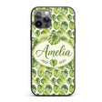 Earthy Green and Yellow Tropical Leaves Botanical Custom Name Protective Phone Case Mobile Cover Durable Everyday Smartphone Shock Resistant