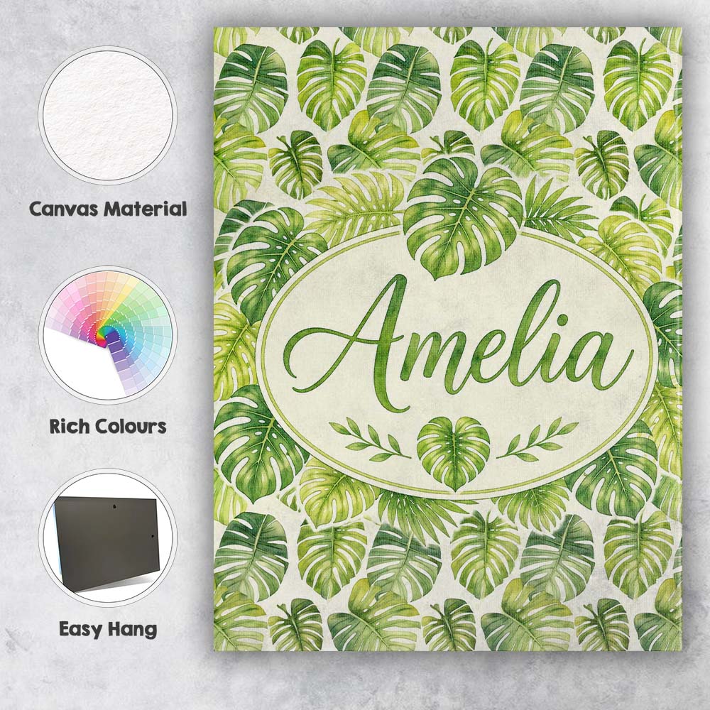 Personalised Name Earthy Green and Yellow Custom  Unique Gift Idea Elegant Feature Canvas Wall Art Print Decor Picture Ready to Hang