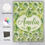Personalised Name Earthy Green and Yellow Custom  Unique Gift Idea Elegant Feature Canvas Wall Art Print Decor Picture Ready to Hang
