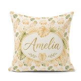 Custom Name Warm Beige and Green Monstera Soft Tropical Seamless Square Filled Cushion Throw Pillow Sofa Bed Home Decor Zip Washable UK Made
