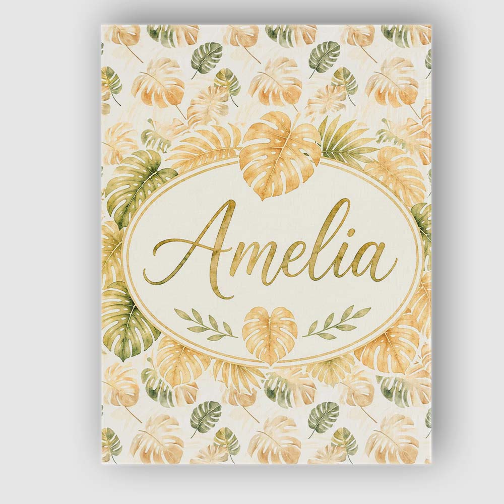 Personalised Name Warm Beige and Green Custom  Modern Room Accent Elegant Feature Canvas Wall Art Print Decor Picture Ready to Hang