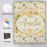 Personalised Name Warm Beige and Green Custom  Modern Room Accent Elegant Feature Canvas Wall Art Print Decor Picture Ready to Hang