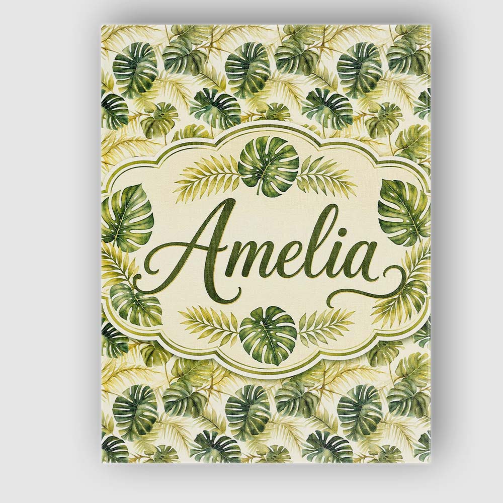 Personalised Name Layered Tropical Monstera Custom  Bespoke Interior Contemporary Canvas Wall Art Print Decor Picture Ready to Hang