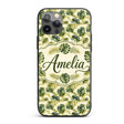 Layered Tropical Monstera and Palm Leaves Natural Custom Name Protective Phone Case Mobile Cover Durable Everyday Smartphone Shock Resistant