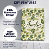 Personalised Name Layered Tropical Monstera Custom  Bespoke Interior Contemporary Canvas Wall Art Print Decor Picture Ready to Hang
