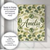 Personalised Name Layered Tropical Monstera Custom  Bespoke Interior Contemporary Canvas Wall Art Print Decor Picture Ready to Hang