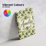 Personalised Name Layered Tropical Monstera Custom  Bespoke Interior Contemporary Canvas Wall Art Print Decor Picture Ready to Hang