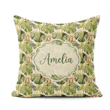 Custom Name Earthy Botanical Monstera Leaves with Branch Details Square Filled Cushion Throw Pillow Sofa Bed Home Decor Zip Washable UK Made