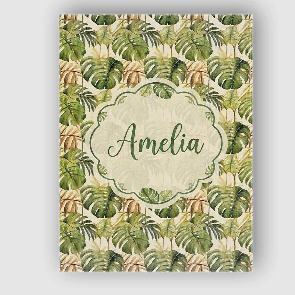 Personalised Name Earthy Botanical Monstera Custom  Bespoke Interior Contemporary Canvas Wall Art Print Decor Picture Ready to Hang