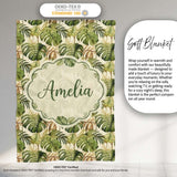 Earthy Botanical Monstera Leaves with Branch Details Seamless Lovely  Personalised Custom Name Super Soft Fleece Blanket Bed Sofa Throw