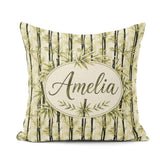 Custom Name Minimal Bamboo Forest in Soft Neutral Tones Seamless Square Filled Cushion Throw Pillow Sofa Bed Home Decor Zip Washable UK Made