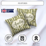 Custom Name Minimal Bamboo Forest in Soft Neutral Tones Seamless Square Filled Cushion Throw Pillow Sofa Bed Home Decor Zip Washable UK Made