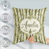Custom Name Minimal Bamboo Forest in Soft Neutral Tones Seamless Square Filled Cushion Throw Pillow Sofa Bed Home Decor Zip Washable UK Made