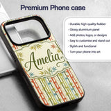 Colorful Bamboo Stalks with Leaves Printed Design Custom Name Protective Phone Case Mobile Cover Durable Everyday Smartphone Shock Resistant